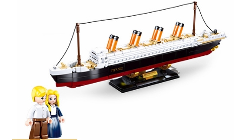 SLUBAN Titanic (Med. Model) Building Brick Kit with Jack and Rose Figures (1012 Pcs) B835