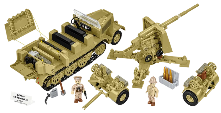 COBI 1/35 scale Towing 8.8cm FLAK 36 Artillery Half-Track : Set #3143